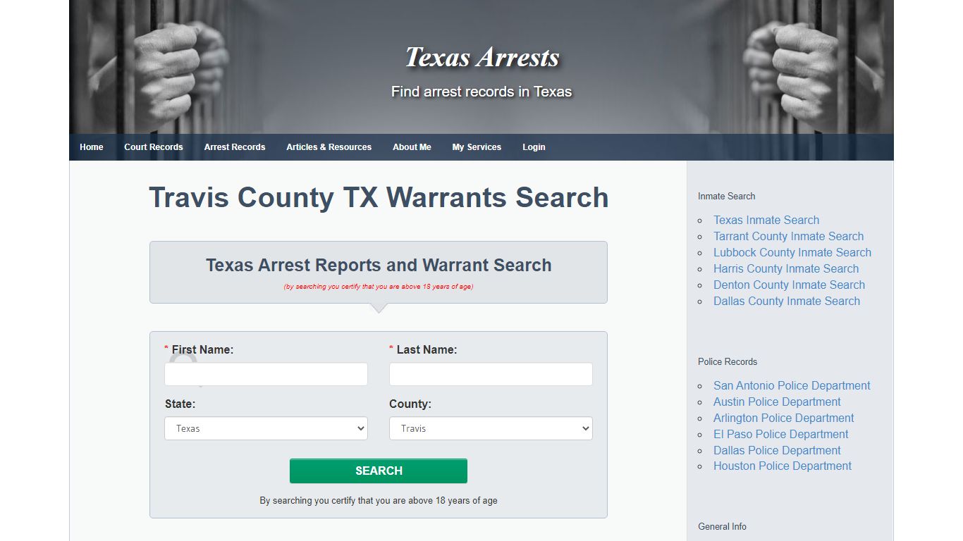 Travis County TX Warrants Search - Texas Arrests