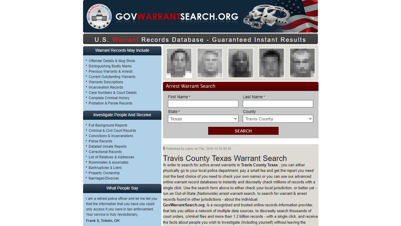 Travis County Texas | Warrant Search
