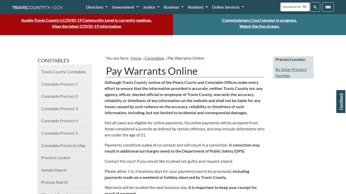 Pay Warrants Online - Travis County, Texas